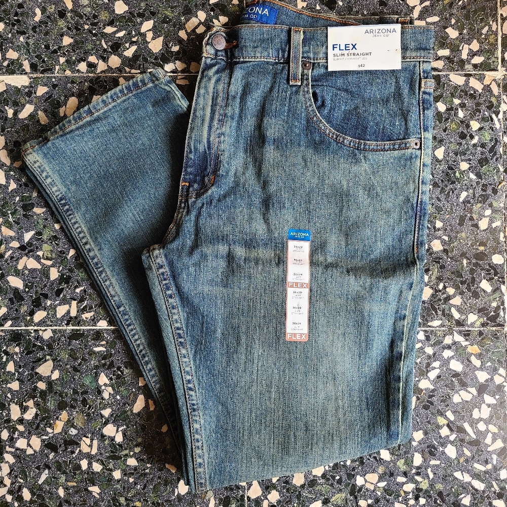 Arizona Mens Flex Slim Straight Jeans